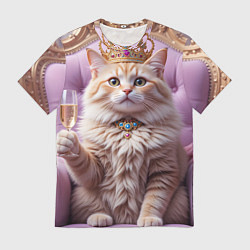 Футболка мужская Кот с короной и шампанским, цвет: 3D-принт