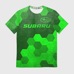 Футболка мужская Subaru - green gradient посередине, цвет: 3D-принт