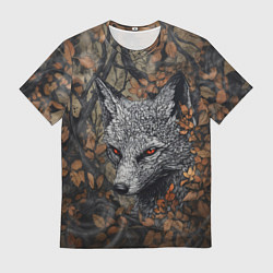 Мужская футболка Хищный серый лис