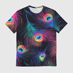 Футболка мужская Павлиньи перья - разные оттенки, цвет: 3D-принт