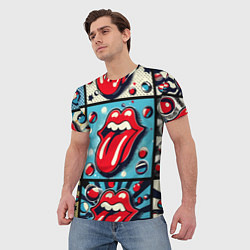 Футболка мужская Rolling Stones logo - pop art, цвет: 3D-принт — фото 2