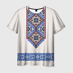 Мужская футболка Славянская вышиванка - узор обережник