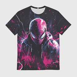 Футболка мужская Человек-паук и розовая краска, цвет: 3D-принт