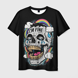 Мужская футболка Skull and rainbow - im fine