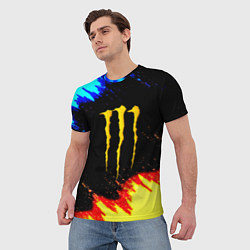 Футболка мужская Monster energy огненные краски, цвет: 3D-принт — фото 2