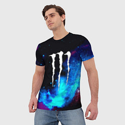 Футболка мужская Monster energy космос, цвет: 3D-принт — фото 2