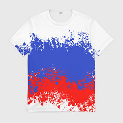 Футболка мужская Флаг России в виде хаотичных пятен, цвет: 3D-принт