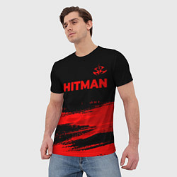 Футболка мужская Hitman - red gradient посередине, цвет: 3D-принт — фото 2