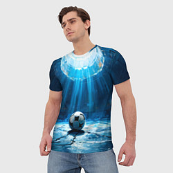 Футболка мужская Футбольный мяч в синем, цвет: 3D-принт — фото 2