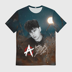 Мужская футболка Юрий Хой на фоне луны