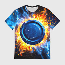 Мужская футболка Шайба в синем пламени