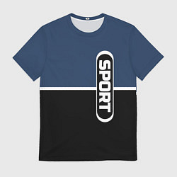 Мужская футболка Sport сине-чёрный с полосой