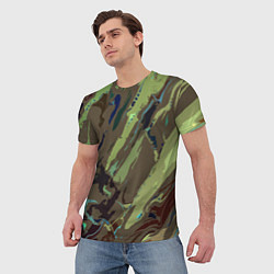Футболка мужская Абстракция тон хаки, цвет: 3D-принт — фото 2