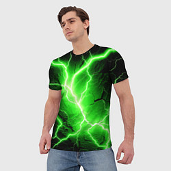 Футболка мужская Color green black, цвет: 3D-принт — фото 2