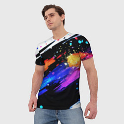 Футболка мужская Разноцветные блестящие кляксы - текстура, цвет: 3D-принт — фото 2