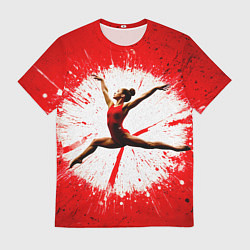 Мужская футболка Воздушная гимнастка на красном