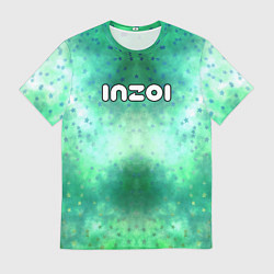 Футболка мужская Inzoi белый логотип на зеленом фоне, цвет: 3D-принт