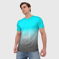 Футболка мужская Серо-голубой светлый градиент, цвет: 3D-принт — фото 2