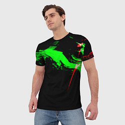 Футболка мужская Color black green red, цвет: 3D-принт — фото 2