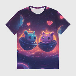 Футболка мужская Милые пришельцы в космосе, цвет: 3D-принт