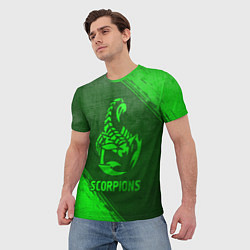 Футболка мужская Scorpions - green gradient, цвет: 3D-принт — фото 2