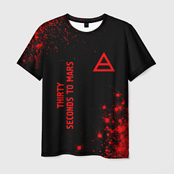 Мужская футболка Thirty Seconds to Mars - red gradient вертикально