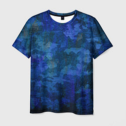 Мужская футболка Абстракция - blue uniform camouflage