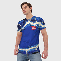 Футболка мужская Russia blue abstract, цвет: 3D-принт — фото 2