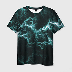 Футболка мужская Lightning light blue line, цвет: 3D-принт