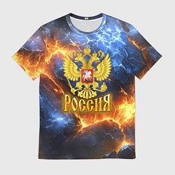 Мужская футболка Россия герб и огонь