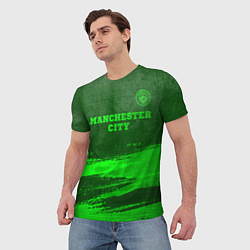 Футболка мужская Manchester City - green gradient посередине, цвет: 3D-принт — фото 2