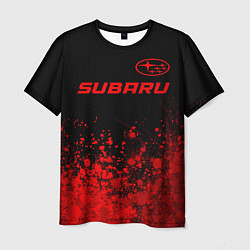 Мужская футболка Subaru - red gradient посередине