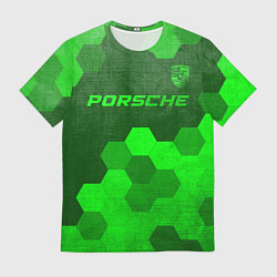 Мужская футболка Porsche - green gradient посередине