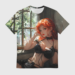 Мужская футболка Рыжая девушка у окна