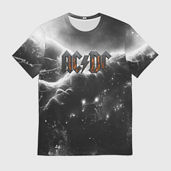 Мужская футболка ACDC металлический лого черно-белая текстура
