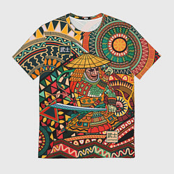 Мужская футболка Цветной самурай