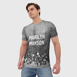 Футболка мужская Marilyn Manson - grey gradient посередине, цвет: 3D-принт — фото 2