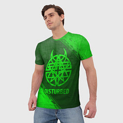 Футболка мужская Disturbed - green gradient, цвет: 3D-принт — фото 2