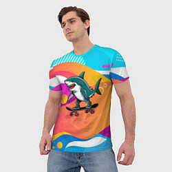 Футболка мужская Акула на скейте, цвет: 3D-принт — фото 2