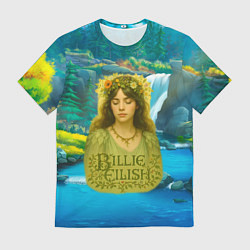 Мужская футболка Билли Айлиш на фоне природы