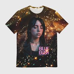 Мужская футболка Билли Айлиш с блестками на фоне