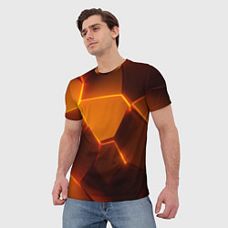 Футболка мужская Оранжевые объемные пластины, цвет: 3D-принт — фото 2