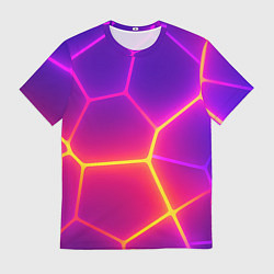 Футболка мужская Синие плиты с фиолетовым свечением, цвет: 3D-принт