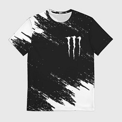 Мужская футболка Monster energy краски штрихи белые