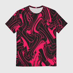 Футболка мужская Чёрно-розовый абстрактные линии, цвет: 3D-принт