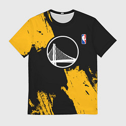 Мужская футболка Голден Стэйт Уорриорз - брызги желтой краски