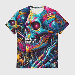 Мужская футболка Cyber skull - pattern