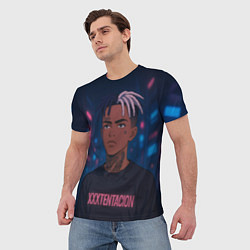 Футболка мужская XXXTentacion - Неоновый аниме арт, цвет: 3D-принт — фото 2