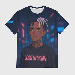 Футболка мужская XXXTentacion - Неоновый аниме арт, цвет: 3D-принт
