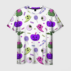 Мужская футболка Halloween purple pumpkin pattern